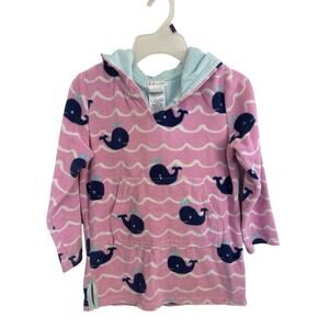 Pottery Barn Kids Pink Hooded Whale Swim Beach Cover Up Girl’s Size 4-6